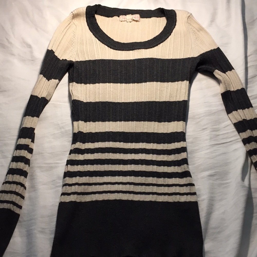 Grey and cream striped sweater